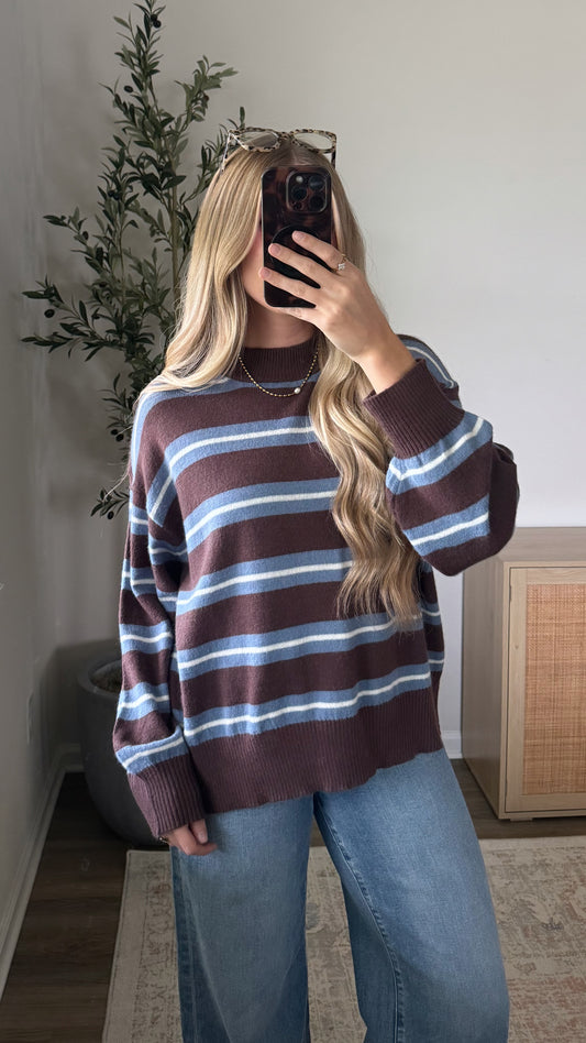Blueberry Mocha Striped Sweater