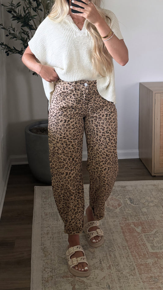 Leopard Barrel Jeans