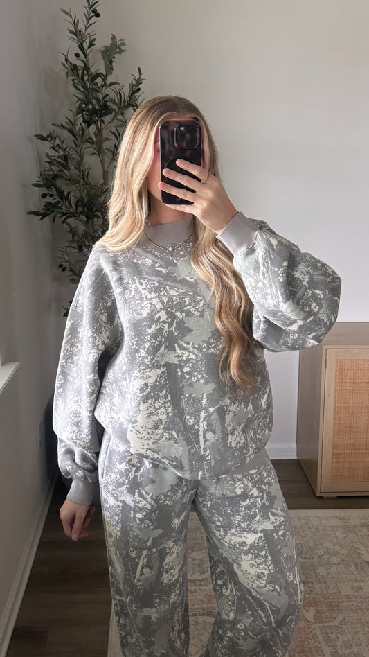 Grey Camo Mock Neck Sweatshirt