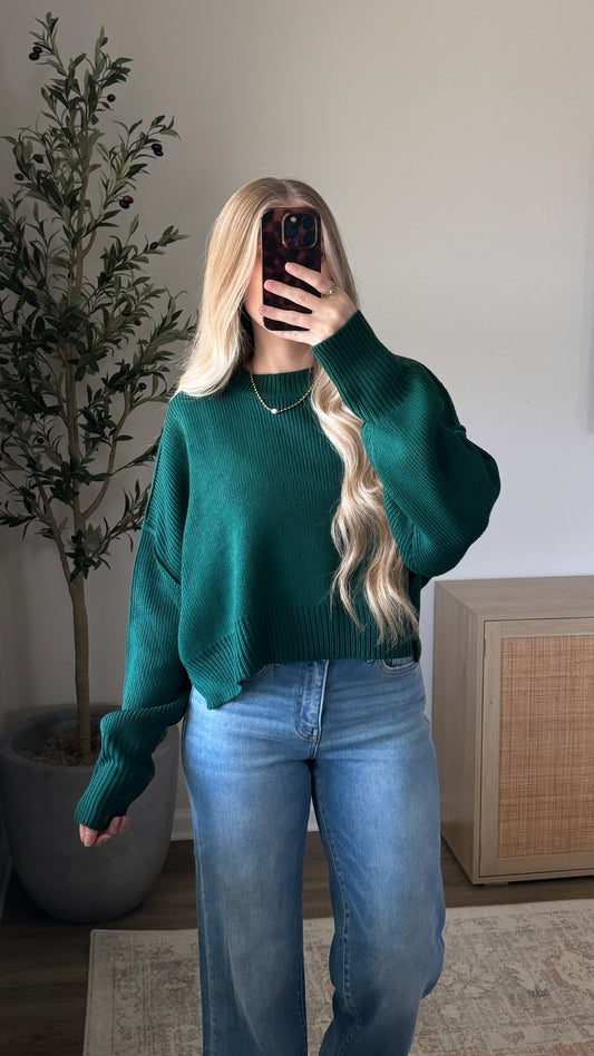 Basic Cropped Knit / Dark Green