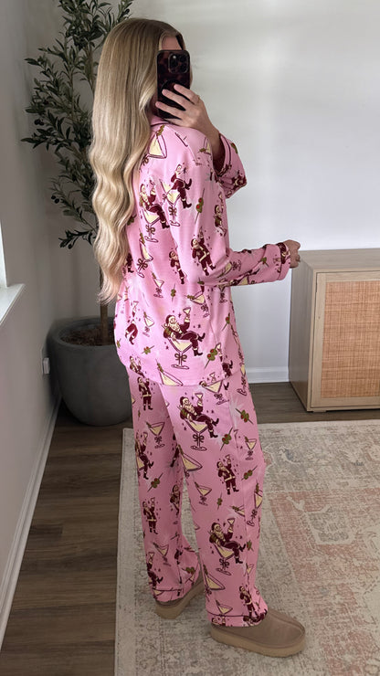 Tipsy Santa Pajama Set / Pink
