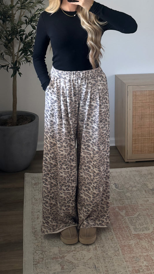 Leopard Wide Leg Sweatpants