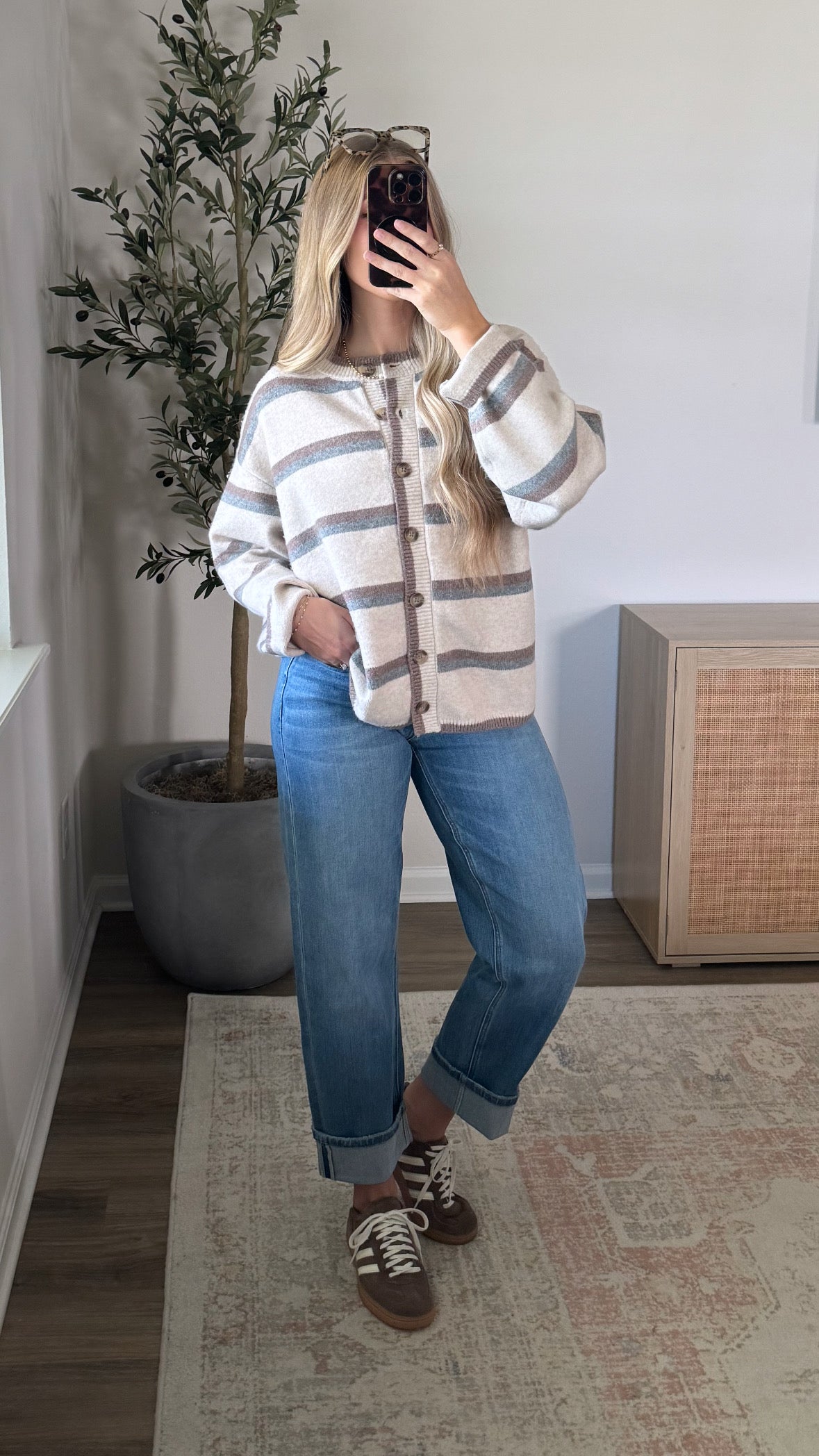 Harvest Striped Cardigan / Oatmeal