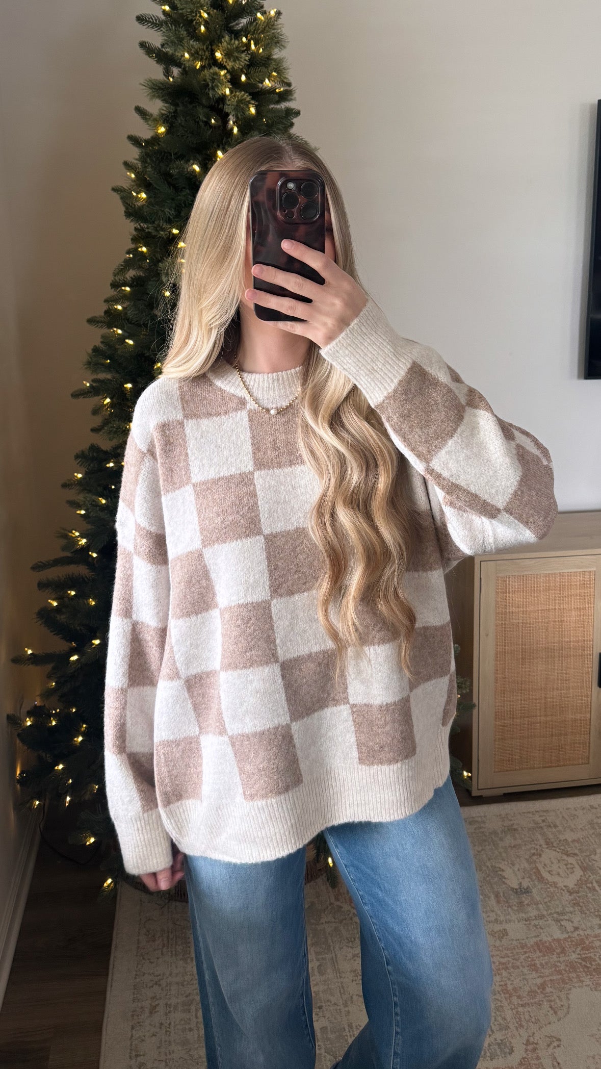 Checked Out Sweater / Beige