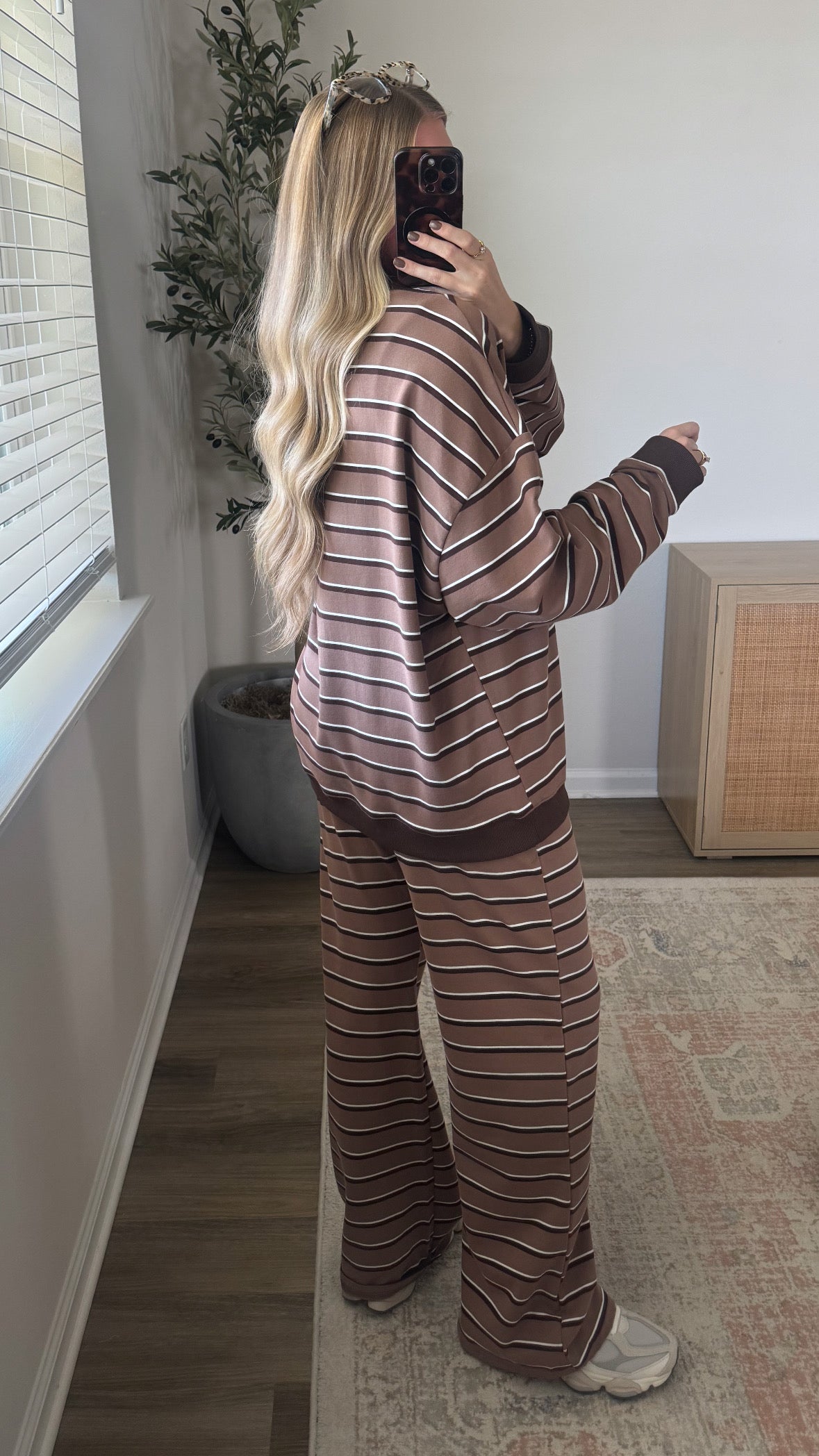 Nova Striped Mock Neck + Pants Set / Brown