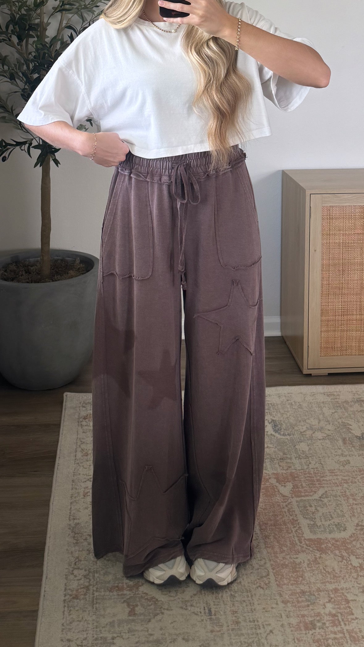 Starlit Wide Leg Sweats / Washed Brown