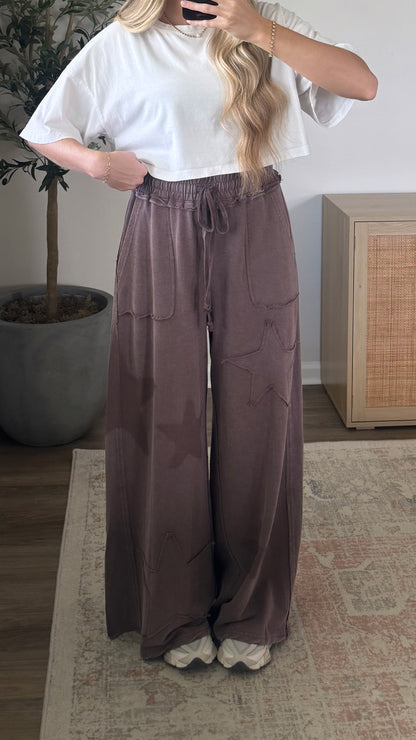 Starlit Wide Leg Sweats / Washed Brown