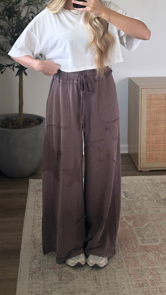 Starlit Wide Leg Sweats / Washed Brown