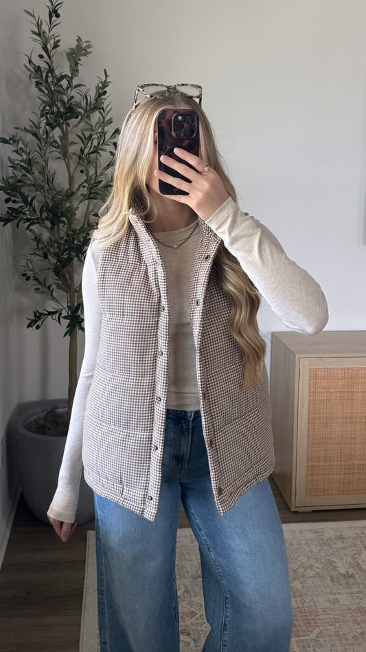 PREORDER (estimated to ship 10/14) - Gingham Puffer Vest