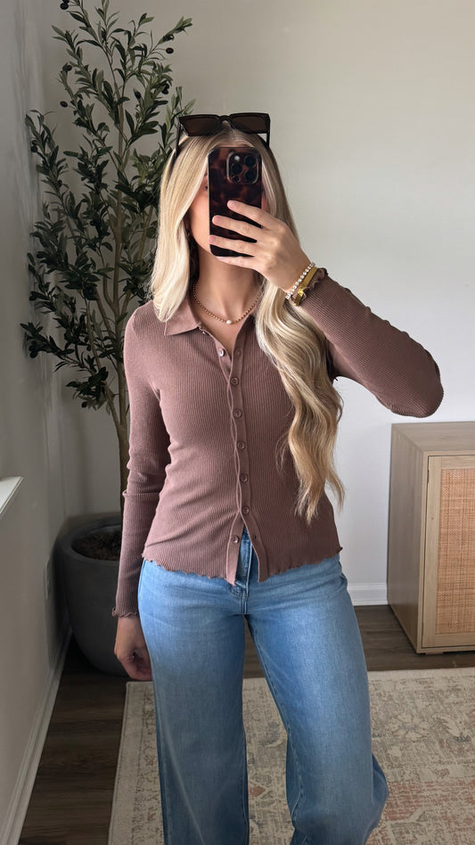 Maya Ribbed Top / Brown