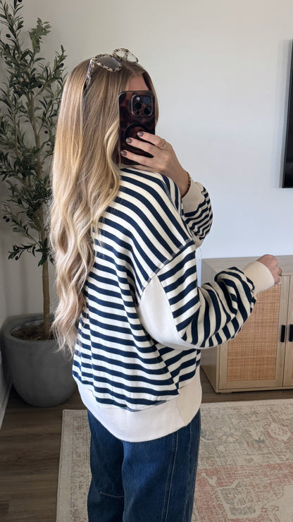Sloane Striped Pullover / Navy