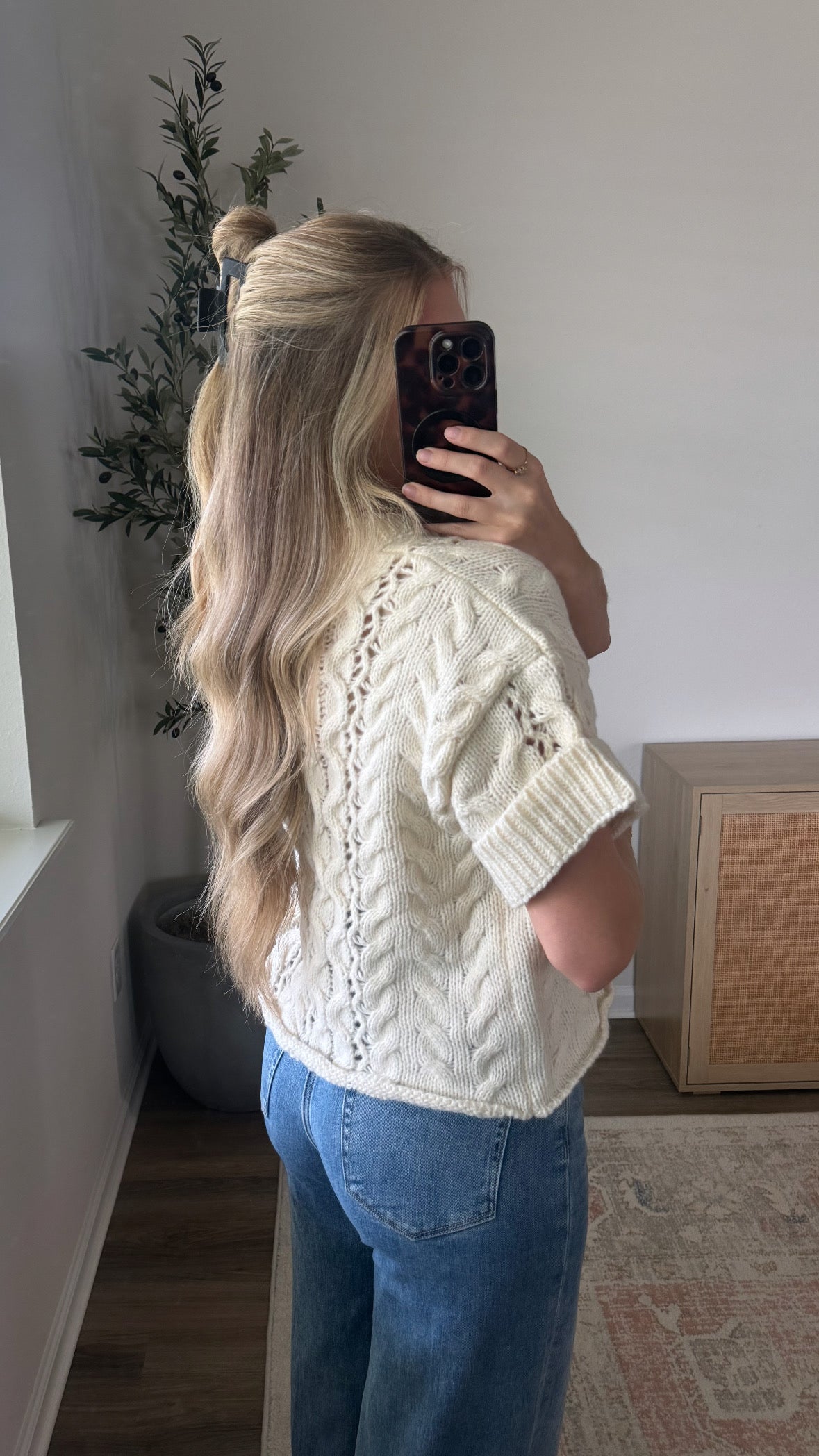 Cable Knit Short Sleeve / Cream