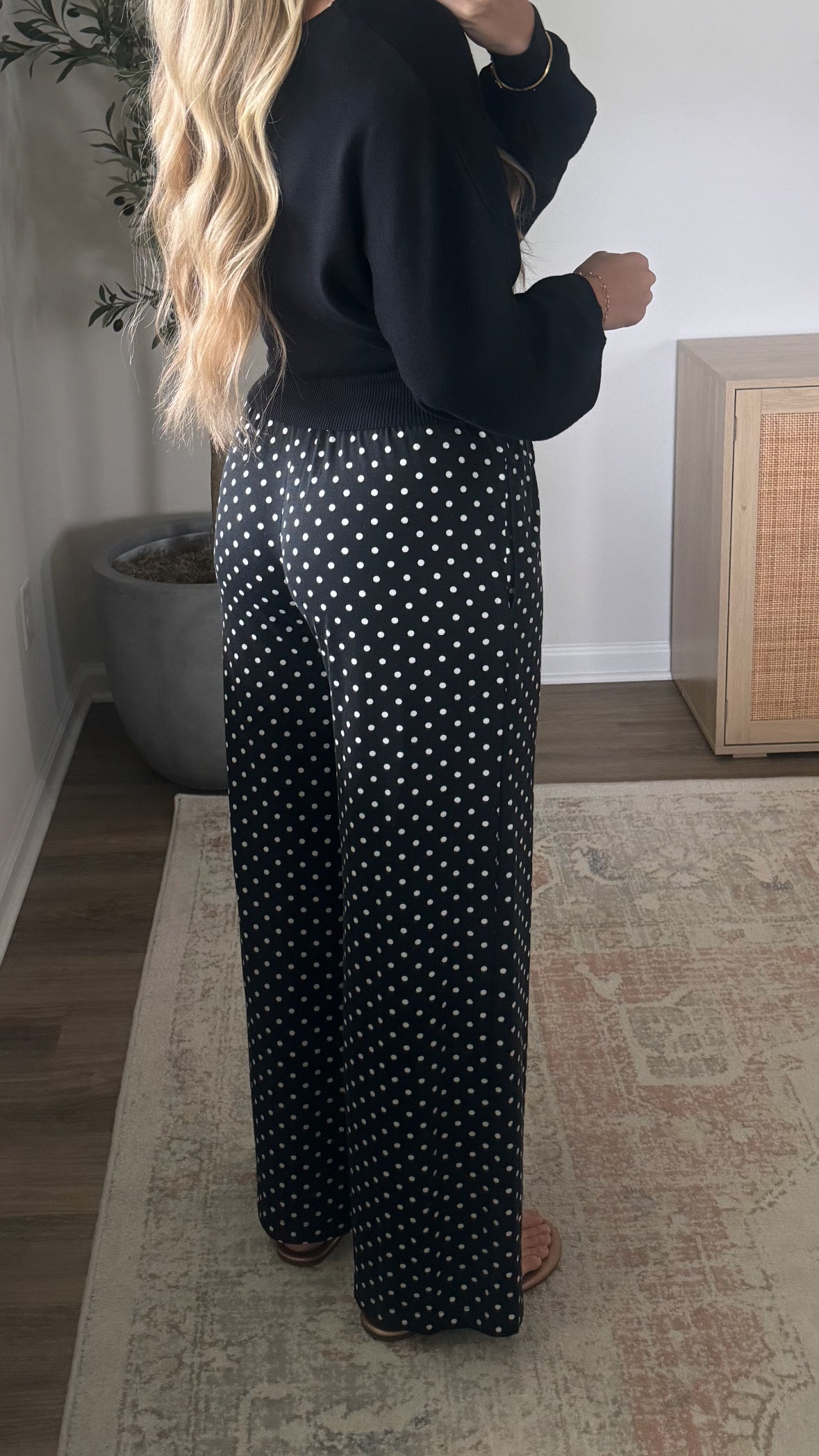 Mid Rise Polka Dot Pant / Black