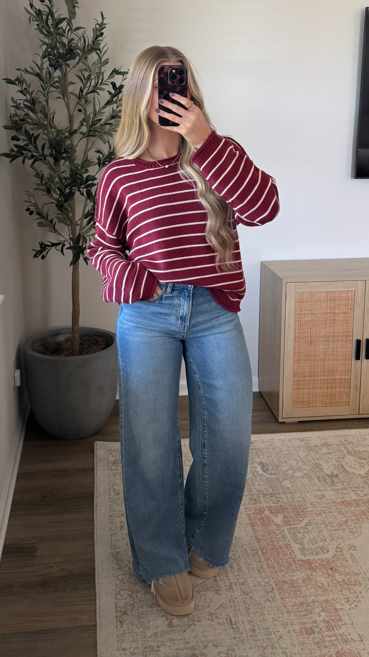 Aria Striped Sweater / Red