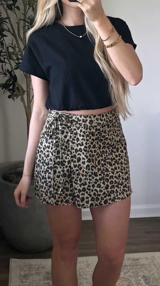 Leopard Denim Skort
