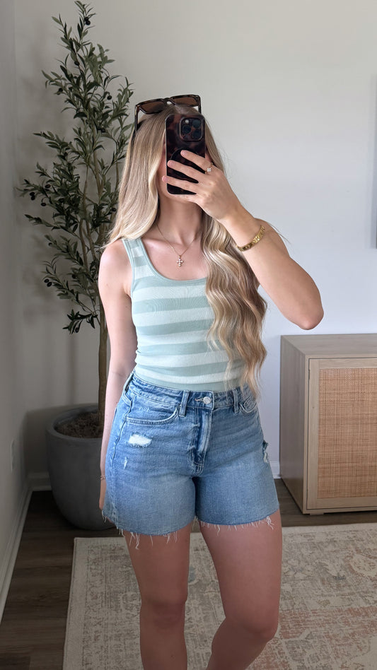 Shoreline Striped Tank / Mint