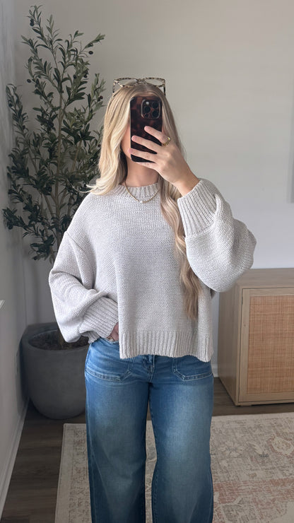 PREORDER (10/24) - Jayla Knit Sweater / Light Grey