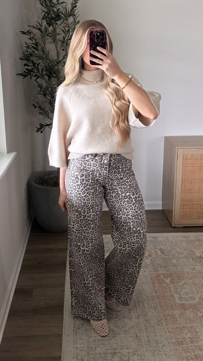 Leopard Wide Leg Jeans