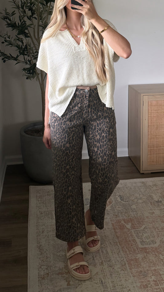 Comfort Cropped Denim / Leopard