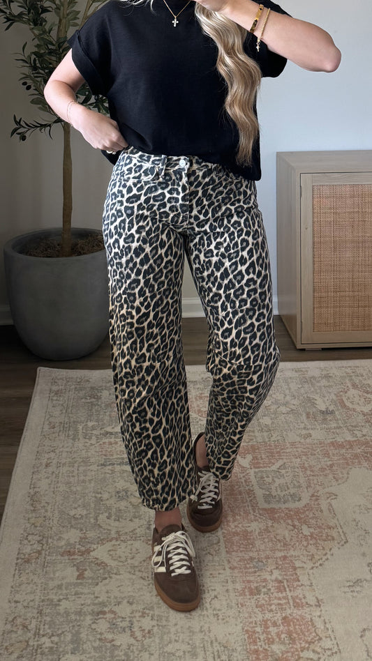 Leopard Barrel Jeans