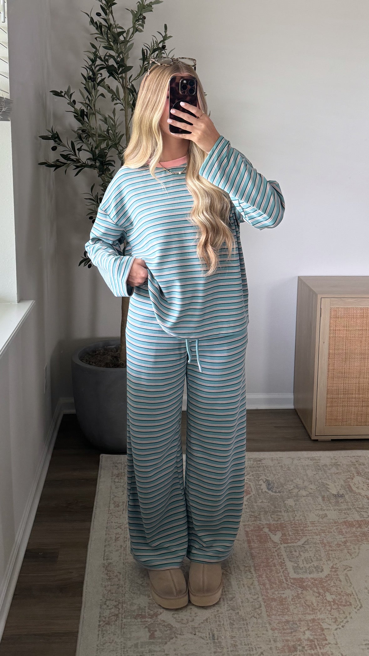 Bri Striped Set / Seafoam + Pink