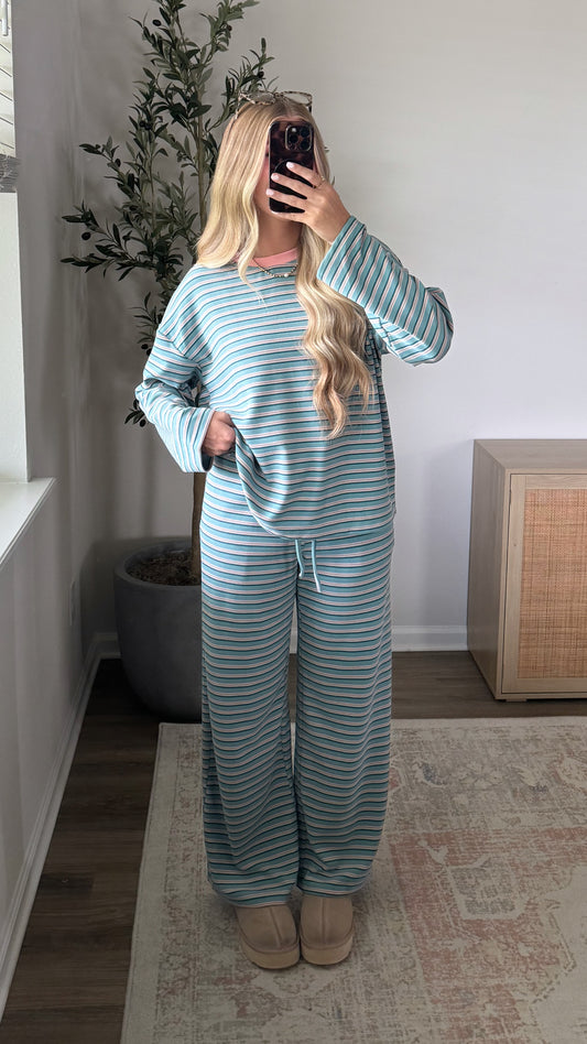 Bri Striped Set / Seafoam + Pink