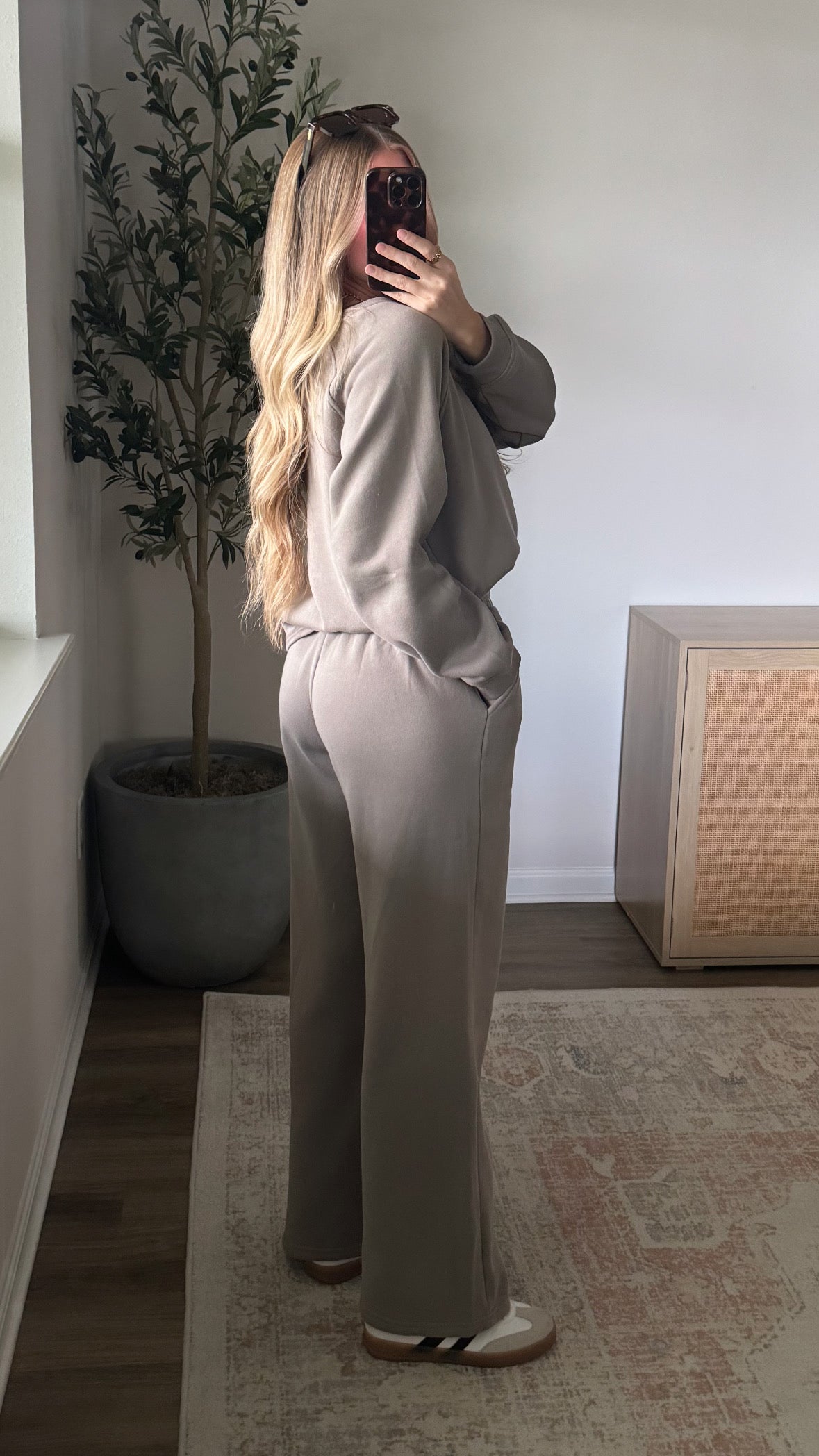 Carly Fleece Sweatpants Set / Stone