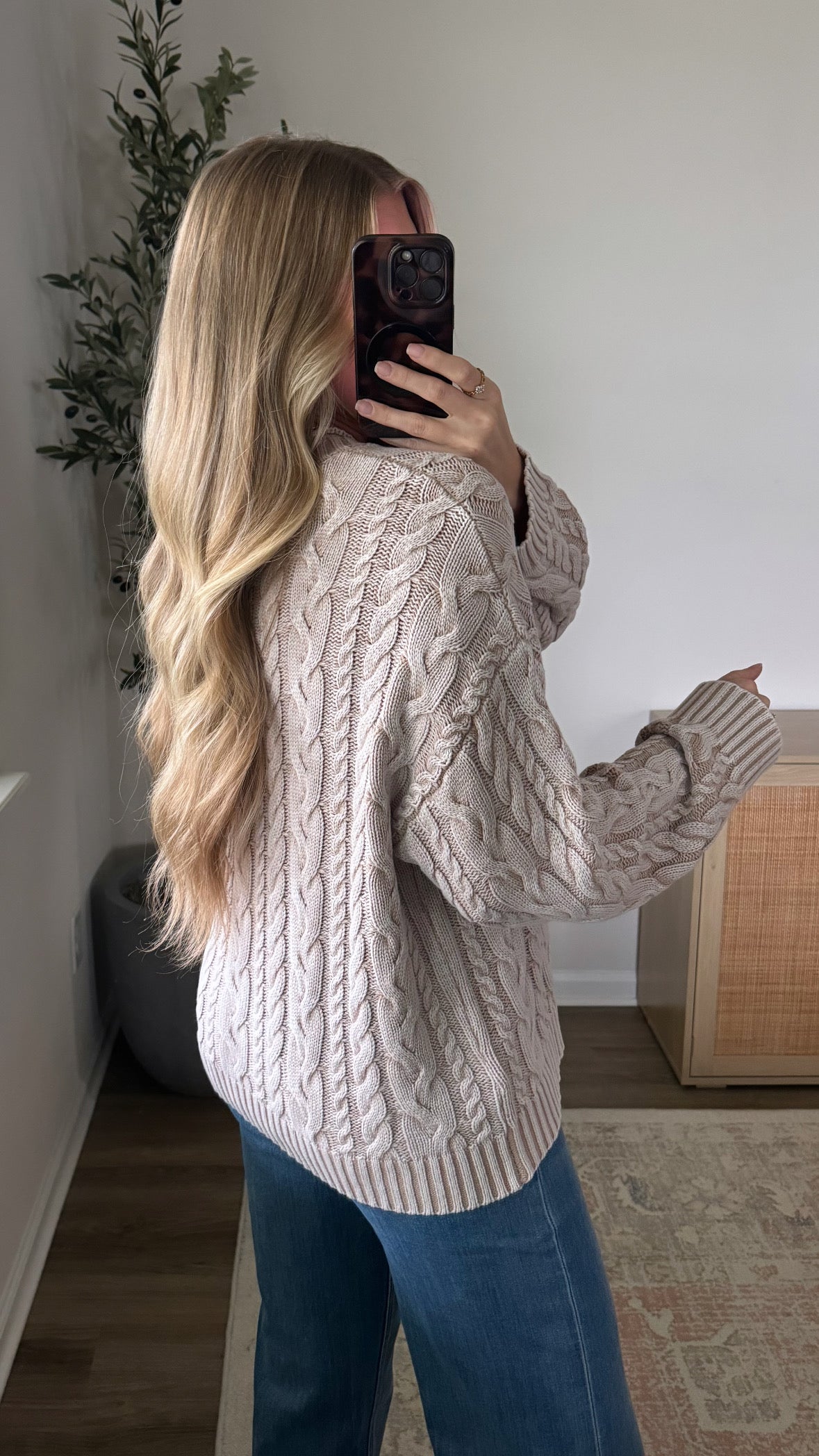 Riley Cable Knit Cardigan / Light Tan