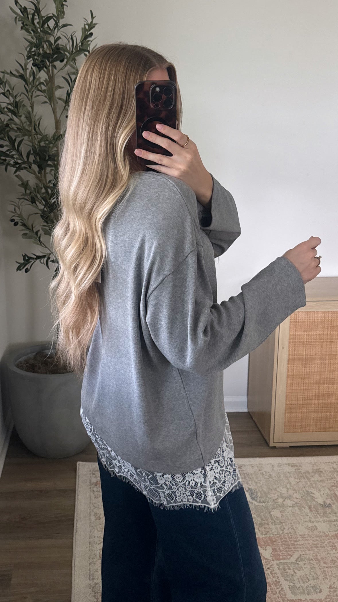 Lace Long Sleeve / Heather Grey