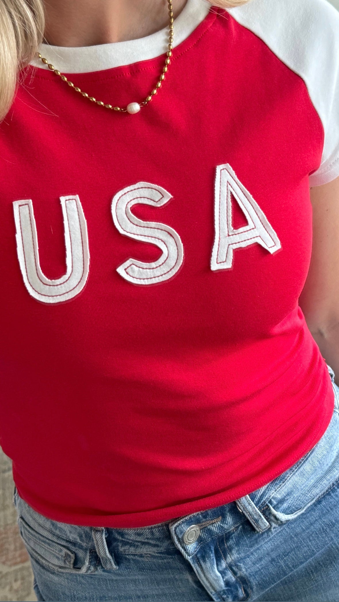 USA Raglan Tee / Red