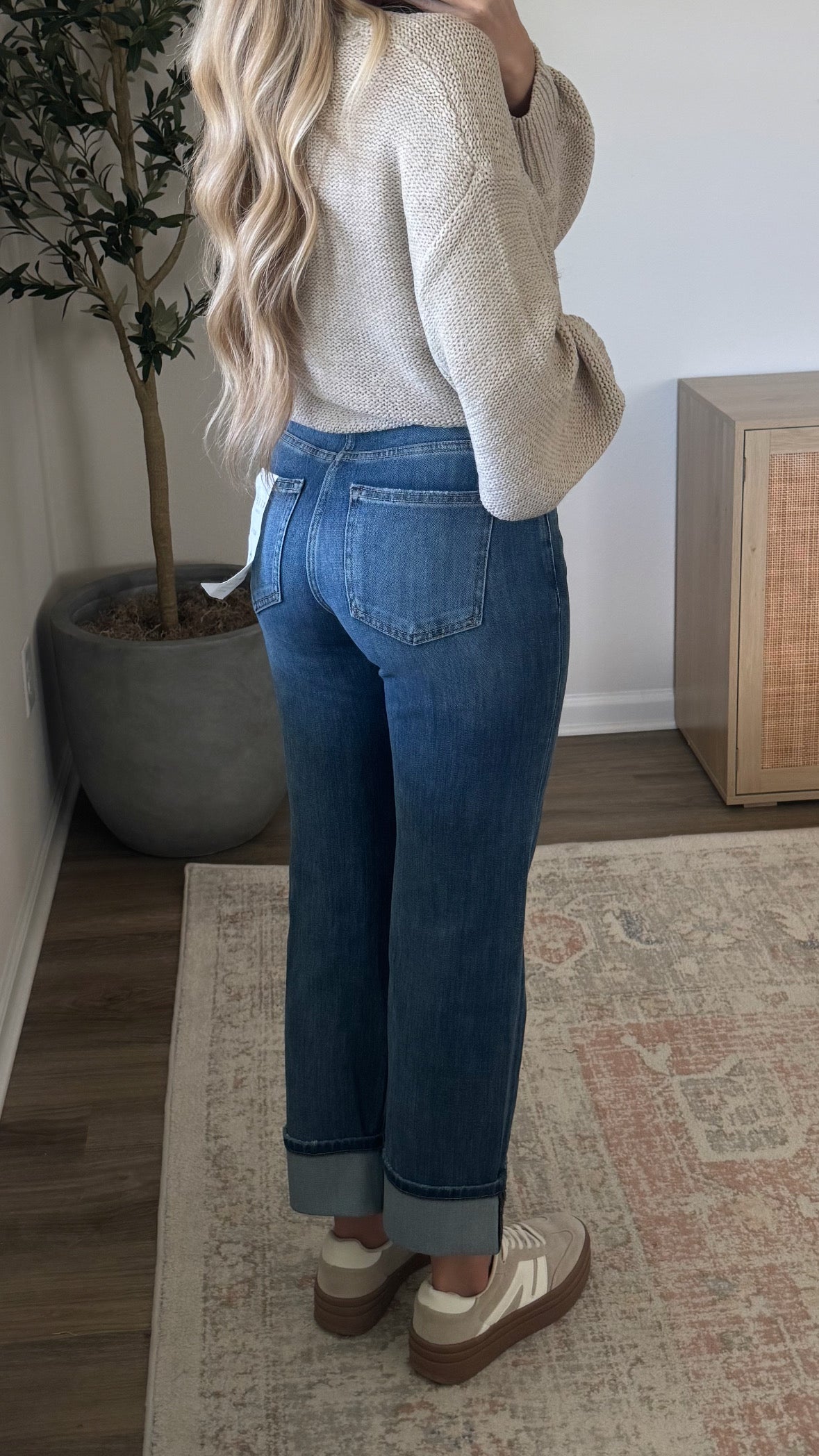 Leah Cuffed Straight Denim / Medium Wash