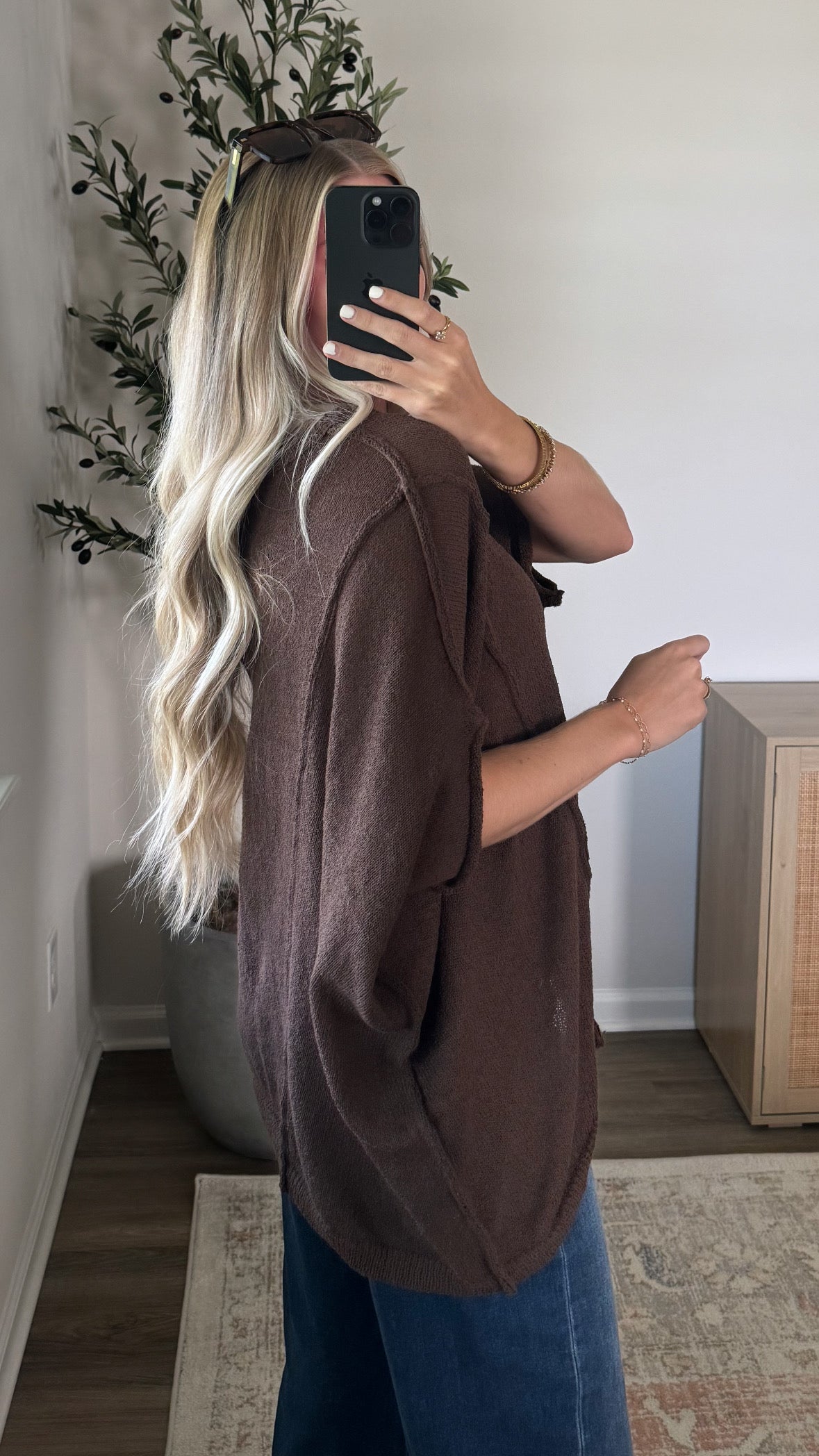 Oversized Drop Shoulder Top / Brown