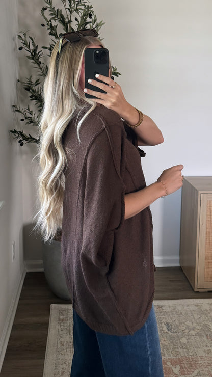 Oversized Drop Shoulder Top / Brown