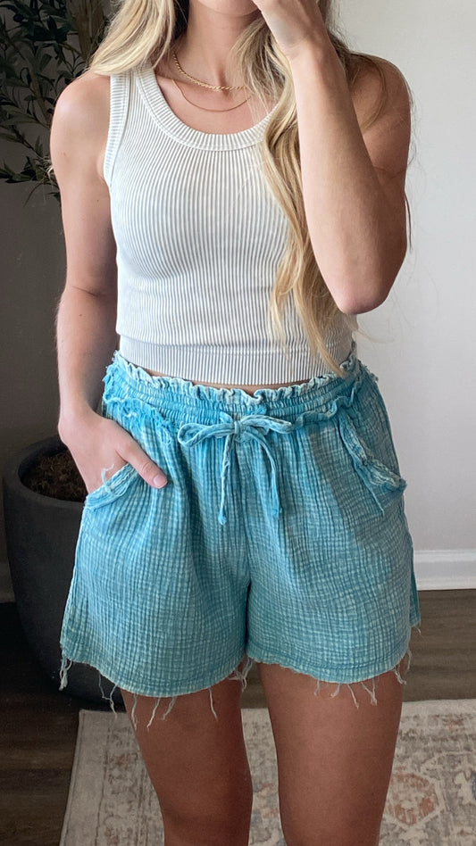 Tulum Gauze Shorts / Dusty Teal