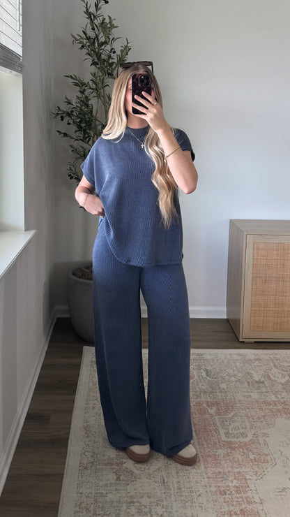 Ribbed Mockneck Set / Navy