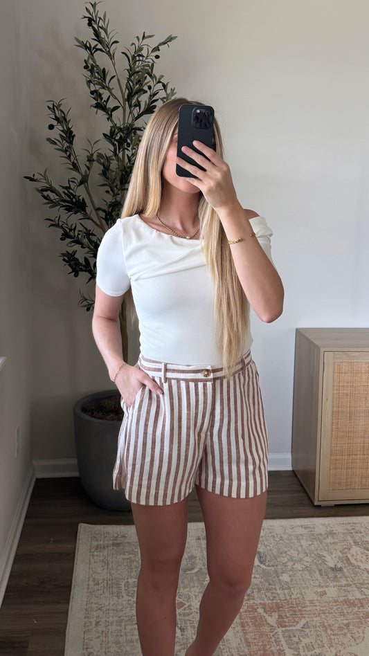 Cabana Striped Shorts / Brown