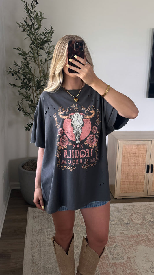 Tequila Graphic Tee / Washed Black