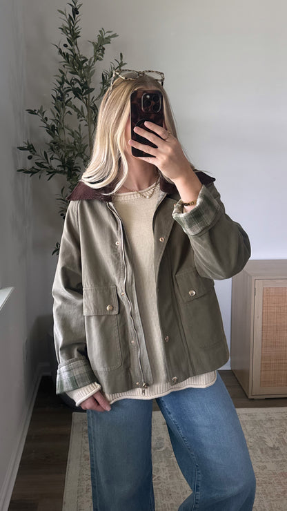 Plaid Barn Jacket / Olive