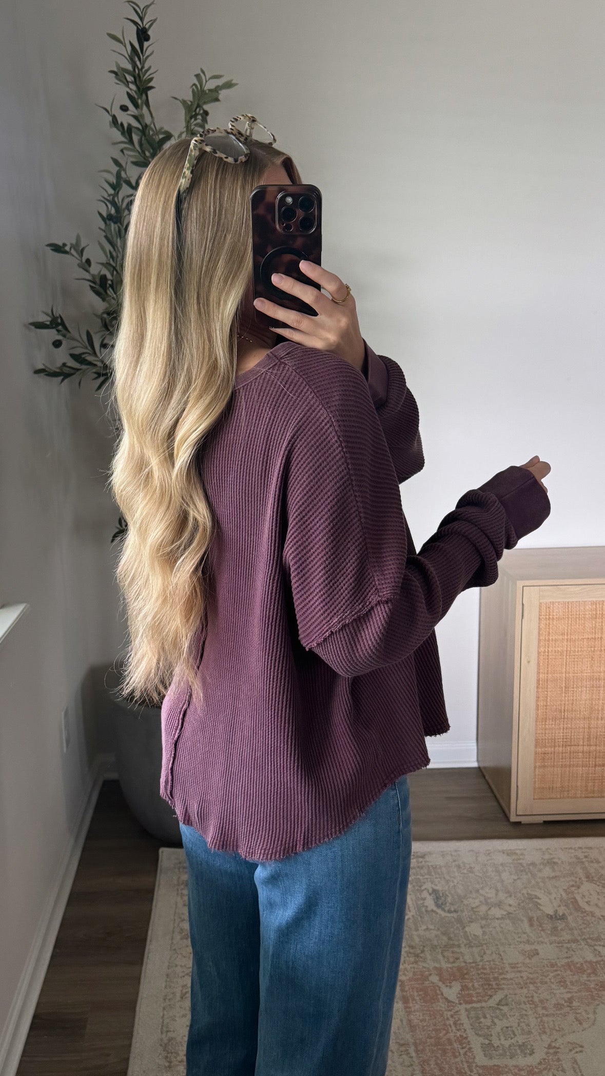 Lived in Waffle Long Sleeve / Plum