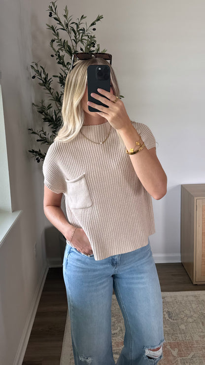 Kristen Mock Neck Sweater / Beige
