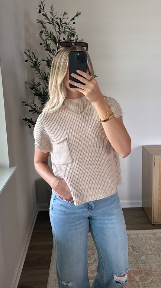 Kristen Mock Neck Sweater / Beige