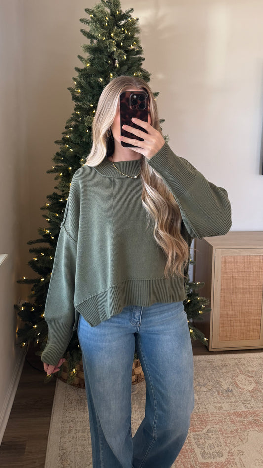Cropped Essential Knit / Olive
