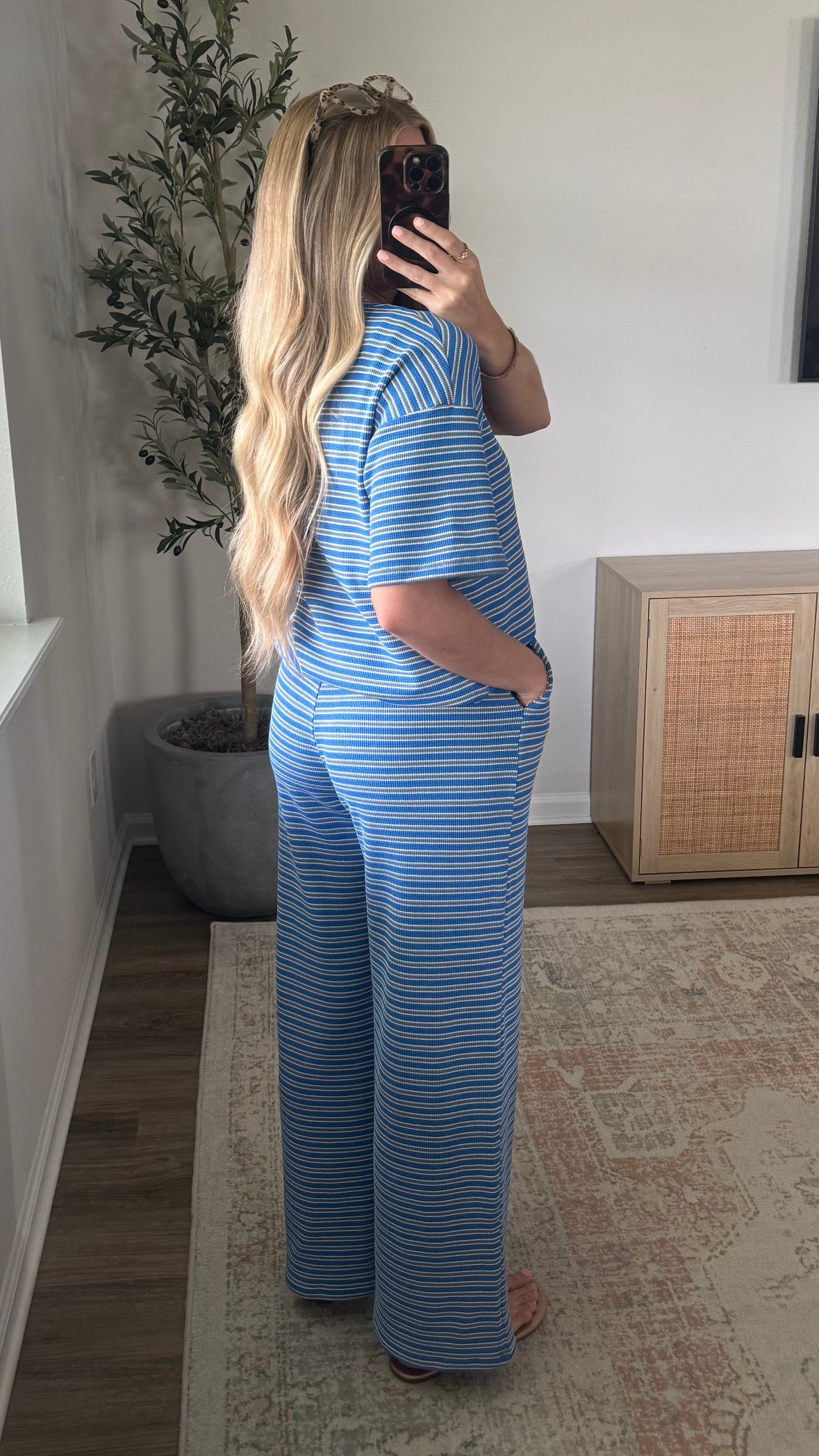 Tia Striped Pants Set / Blue