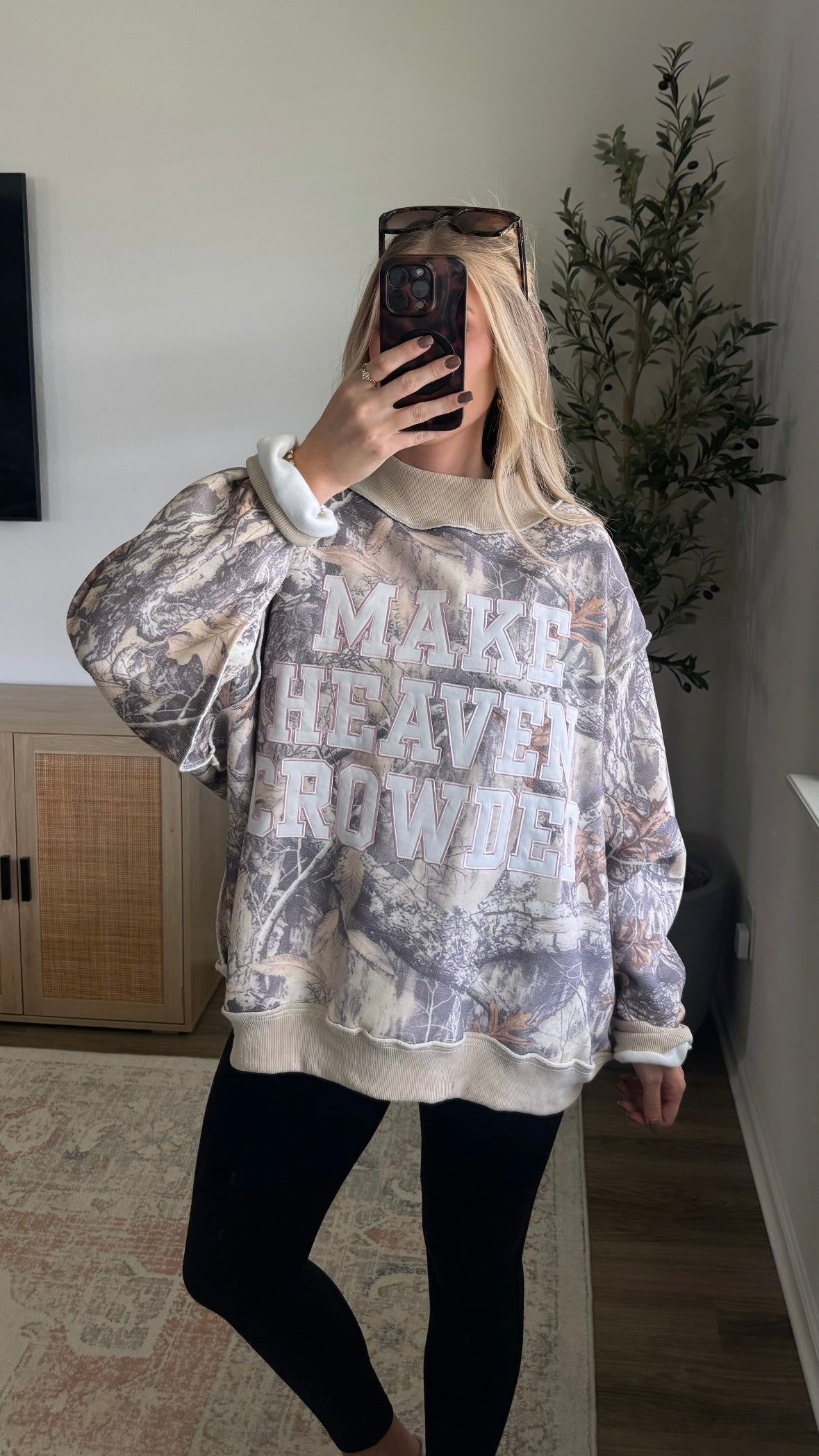 Make Heaven Crowded Embroidered Mock Neck / Camo