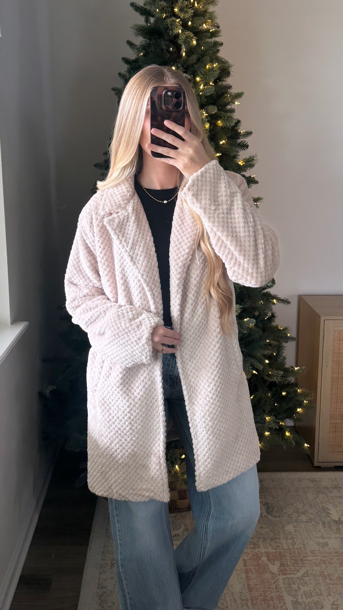 Long Fur Faux Coat / Taupe