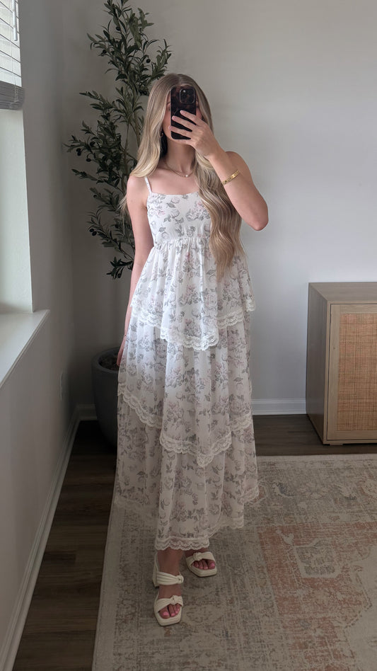 Lace Tiered Maxi Dress / Floral