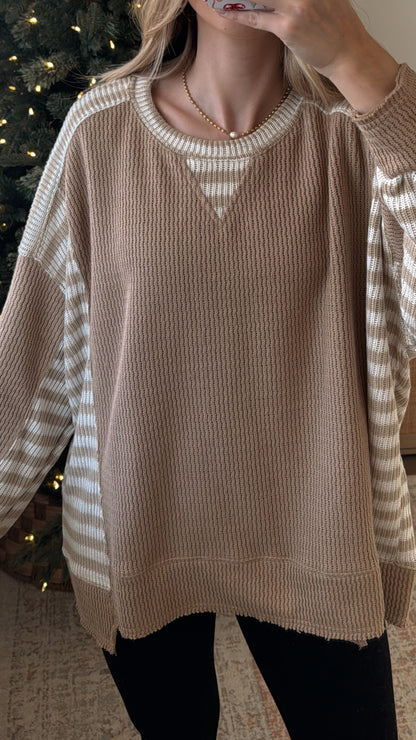 Logan Striped Pullover / Latte