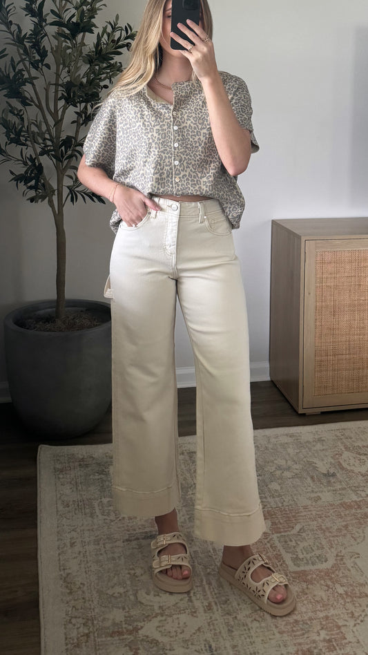Comfort Wide Leg Denim / Cream