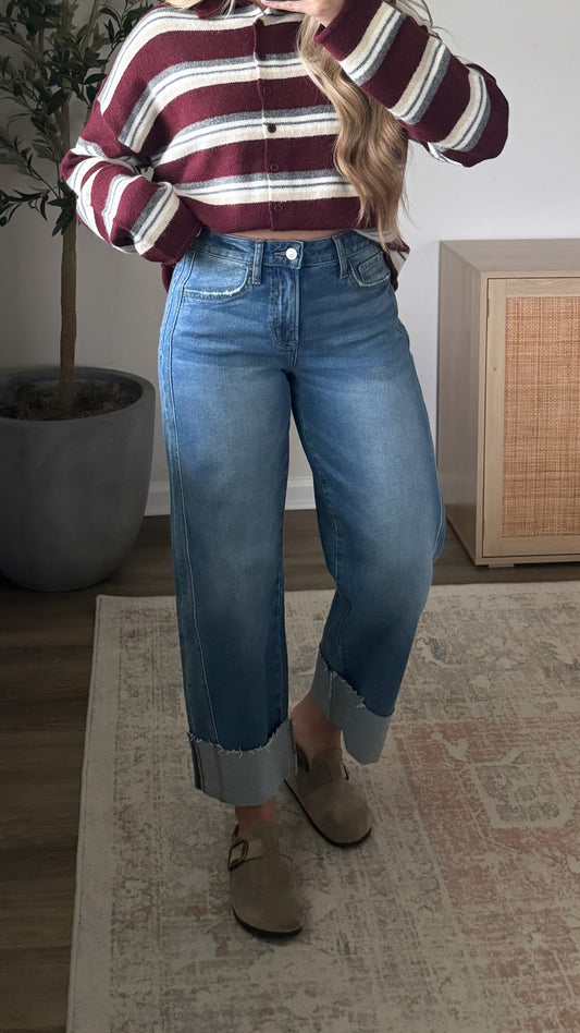 Cami Cuffed Denim / Medium Wash