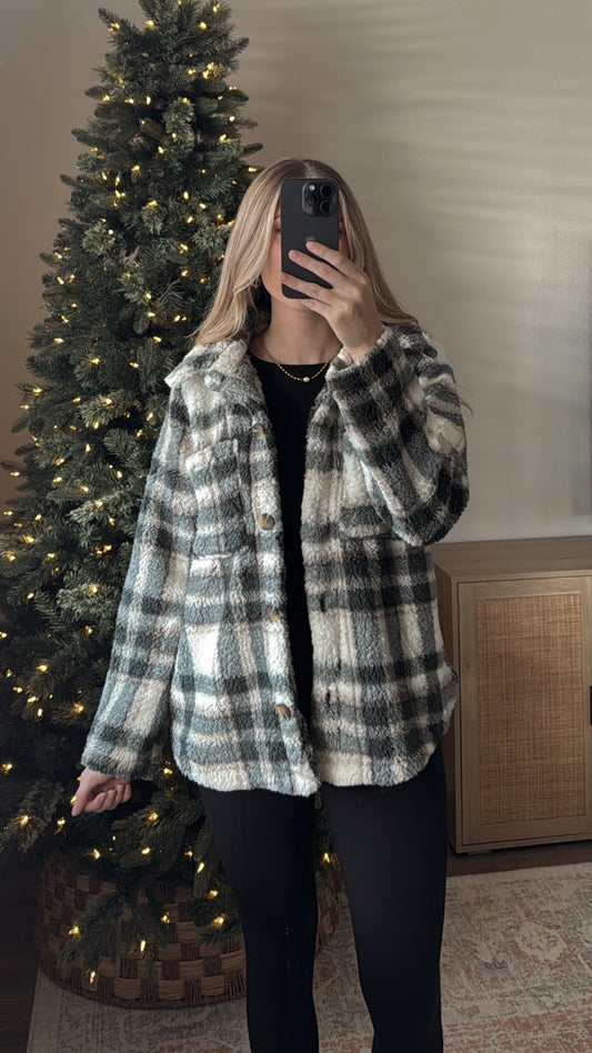 Plaid Sherpa Jacket / Green